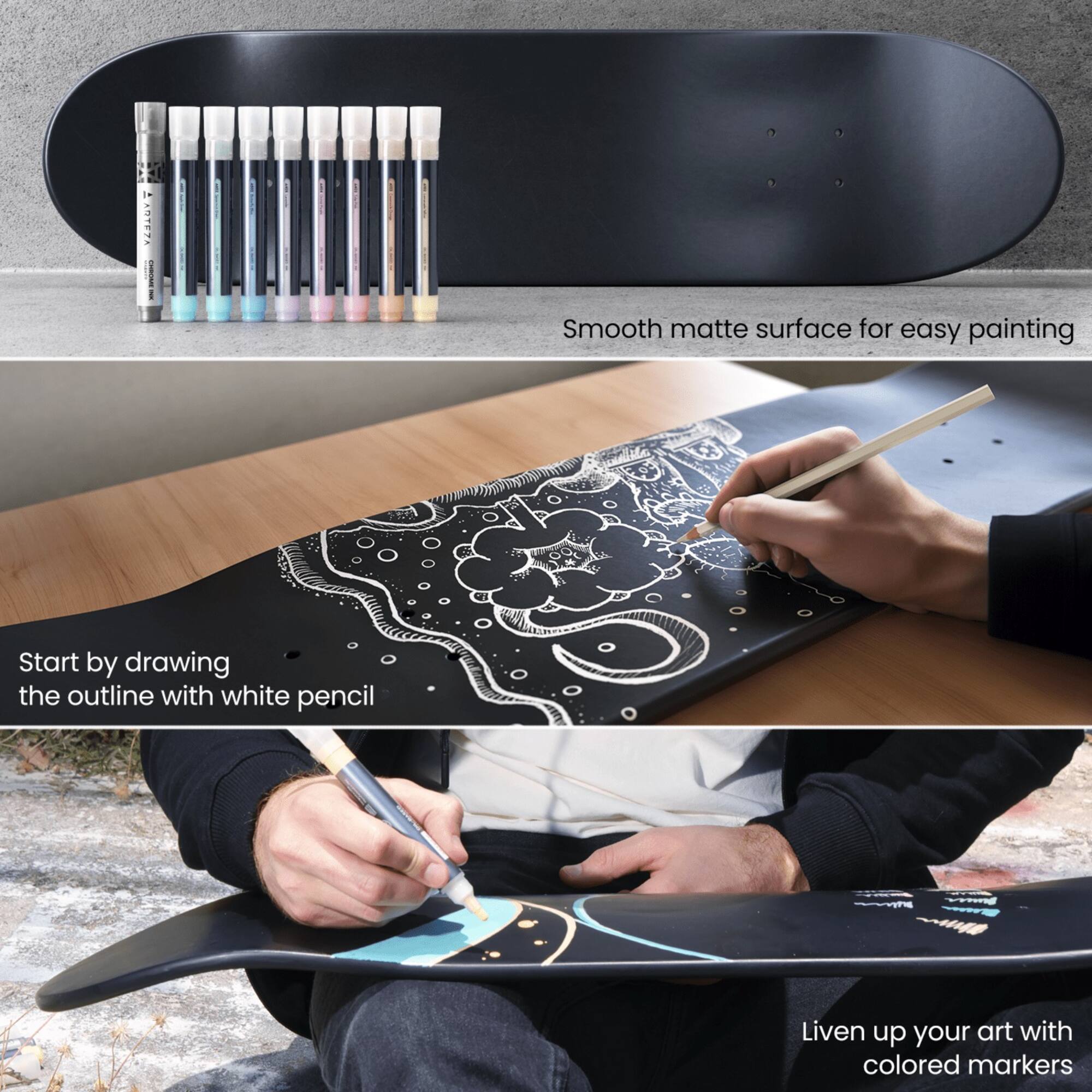 Arteza® 14 Piece Skateboard Wall Art Kit